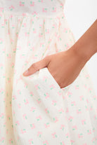 Ivory and pink floral print button front dress_4