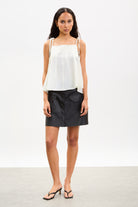 Ivory box pleat tie strap top_4