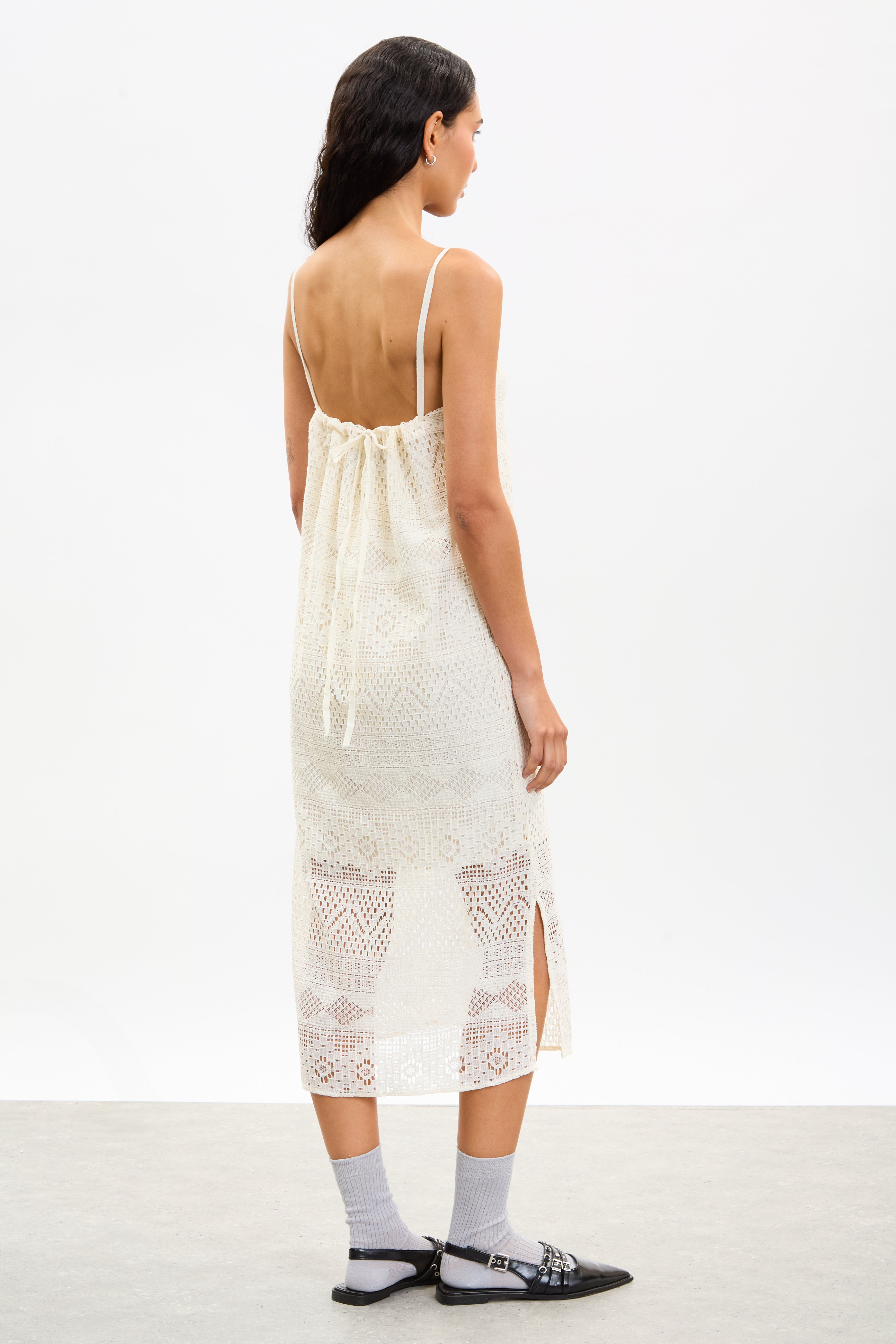 Ivory crochet strappy midi dress_2