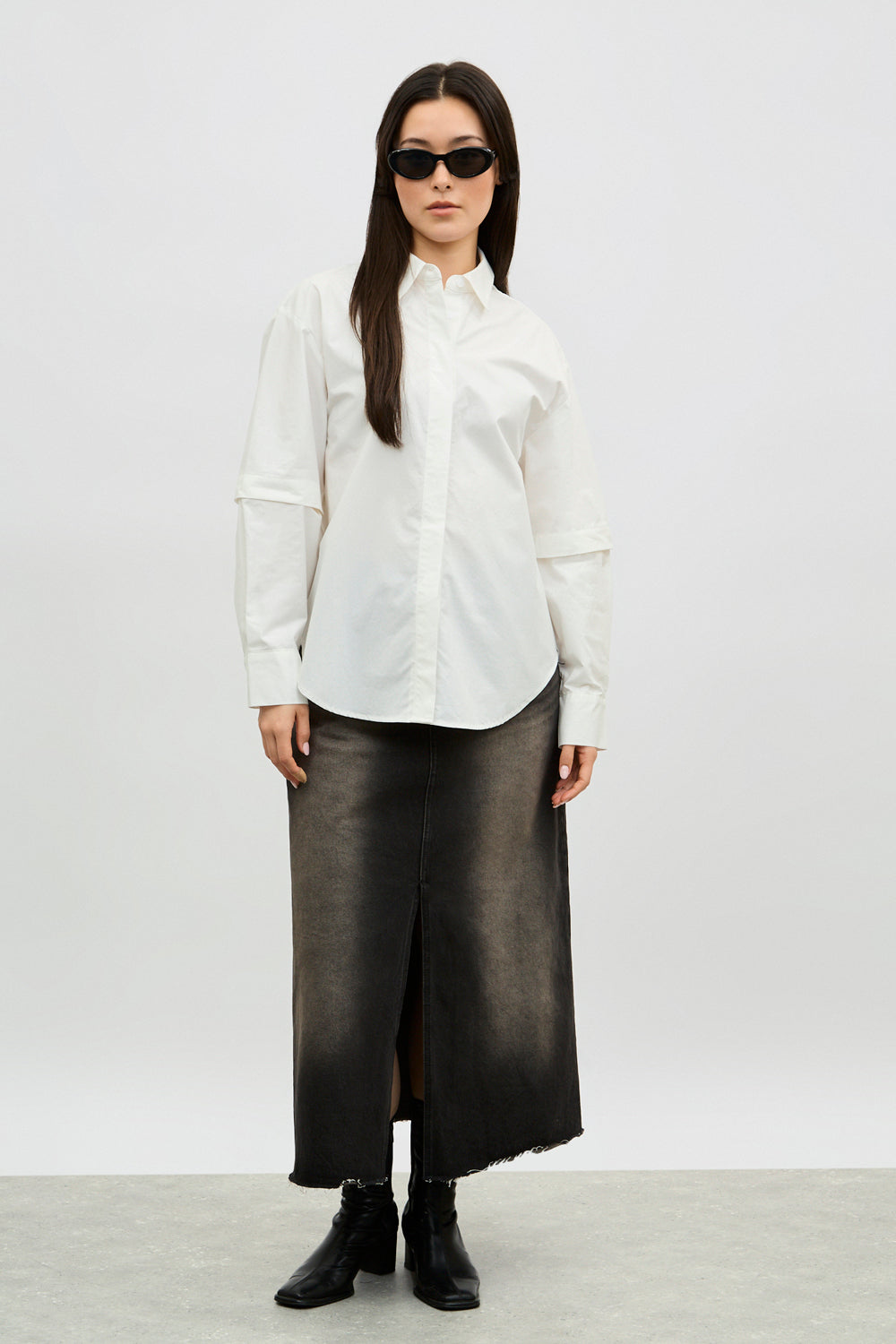 Ivory double layered long sleeve shirt_3