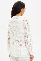 Ivory floral grid crochet shirt_2