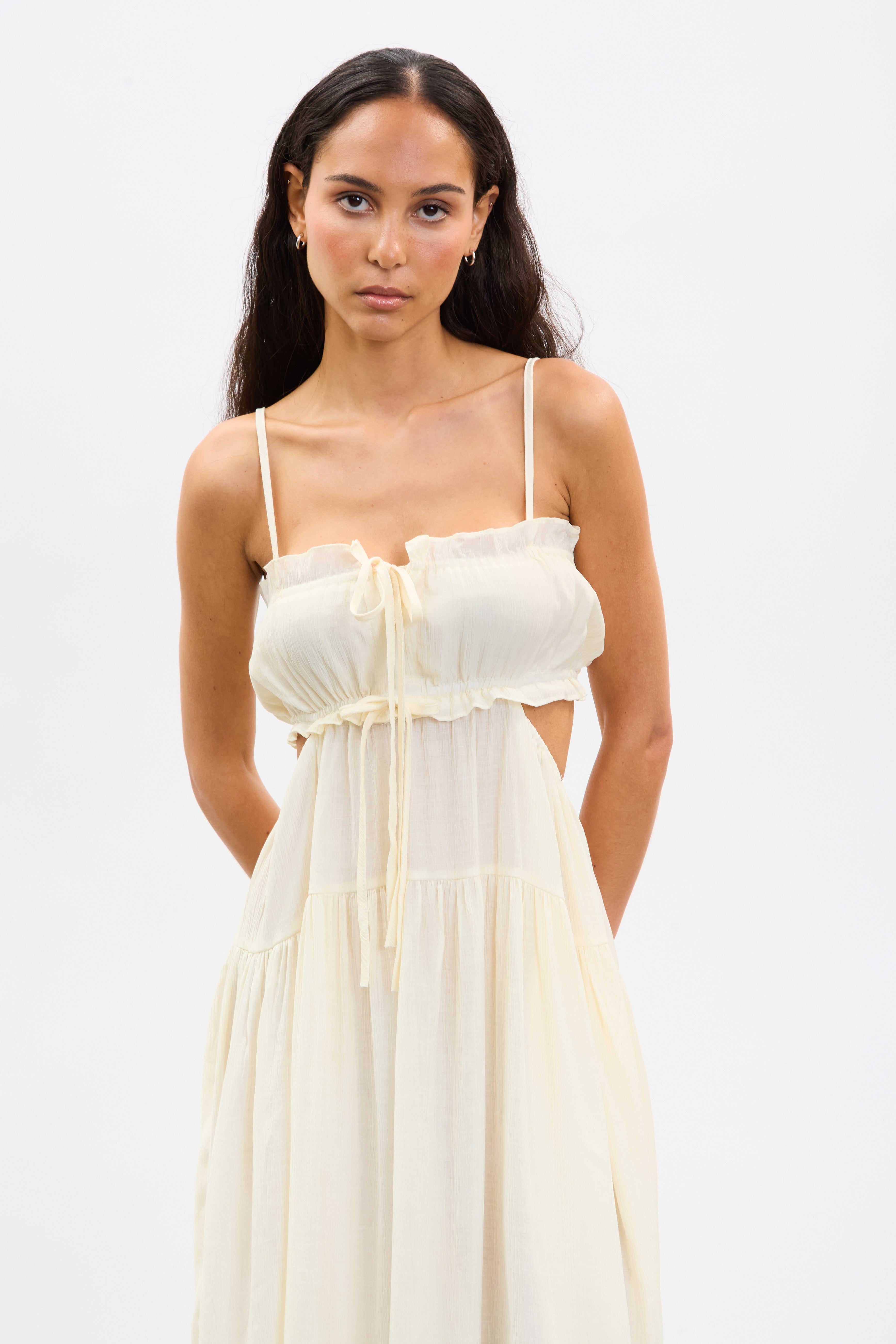 Ivory frill trim strappy peek back midi dress_3