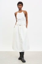 Ivory gathered waist midi skirt_4