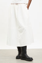 Ivory gathered waist midi skirt_1