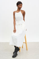 Ivory gathered waist midi skirt_5