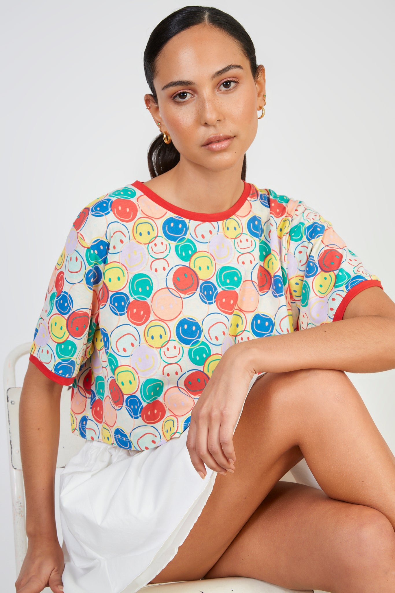 Ivory graphic smiley face t-shirt_5