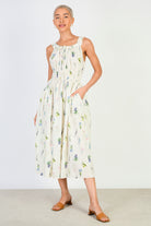 Ivory large floral motif midi dress_1