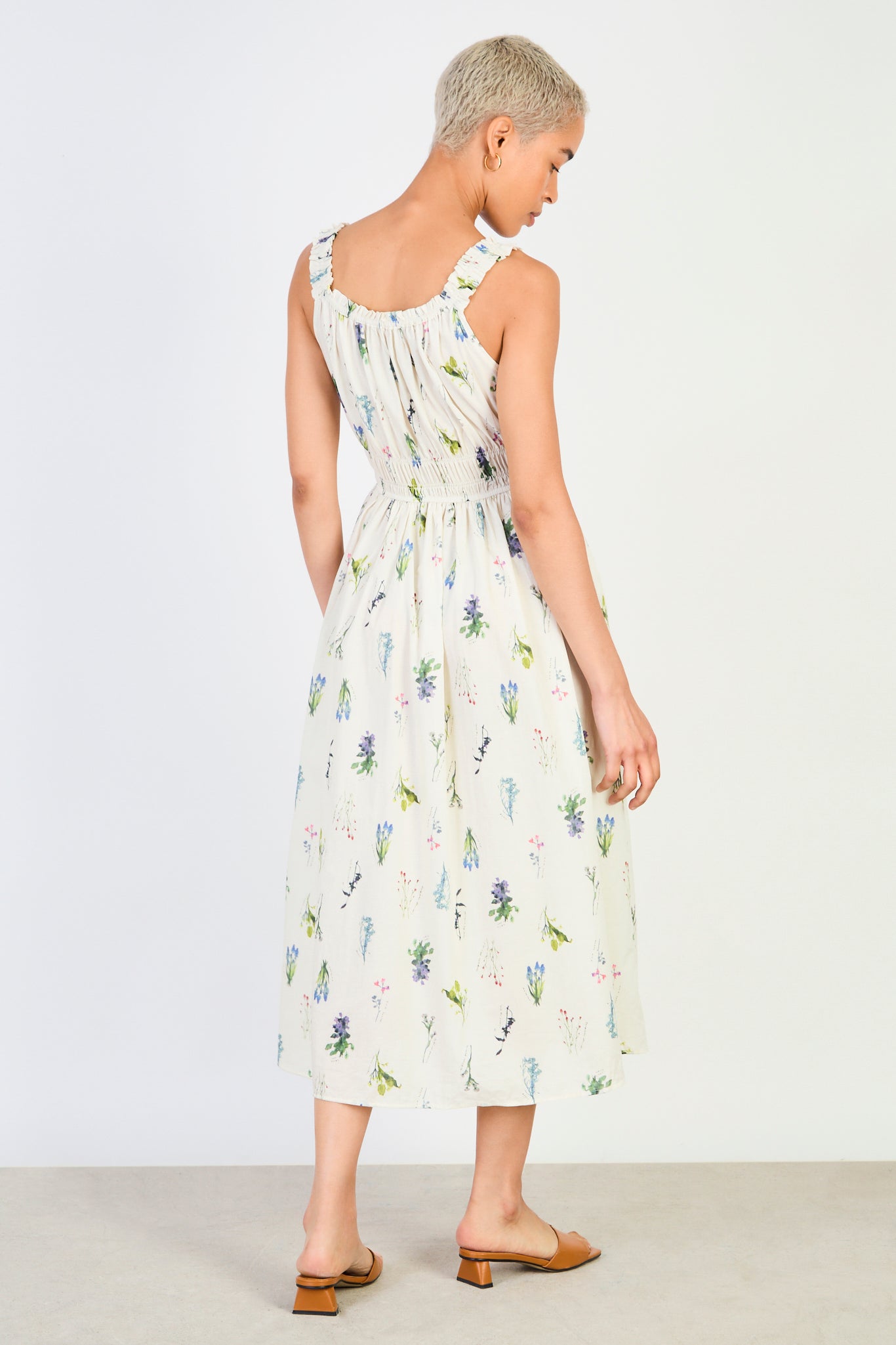 Ivory large floral motif midi dress_2