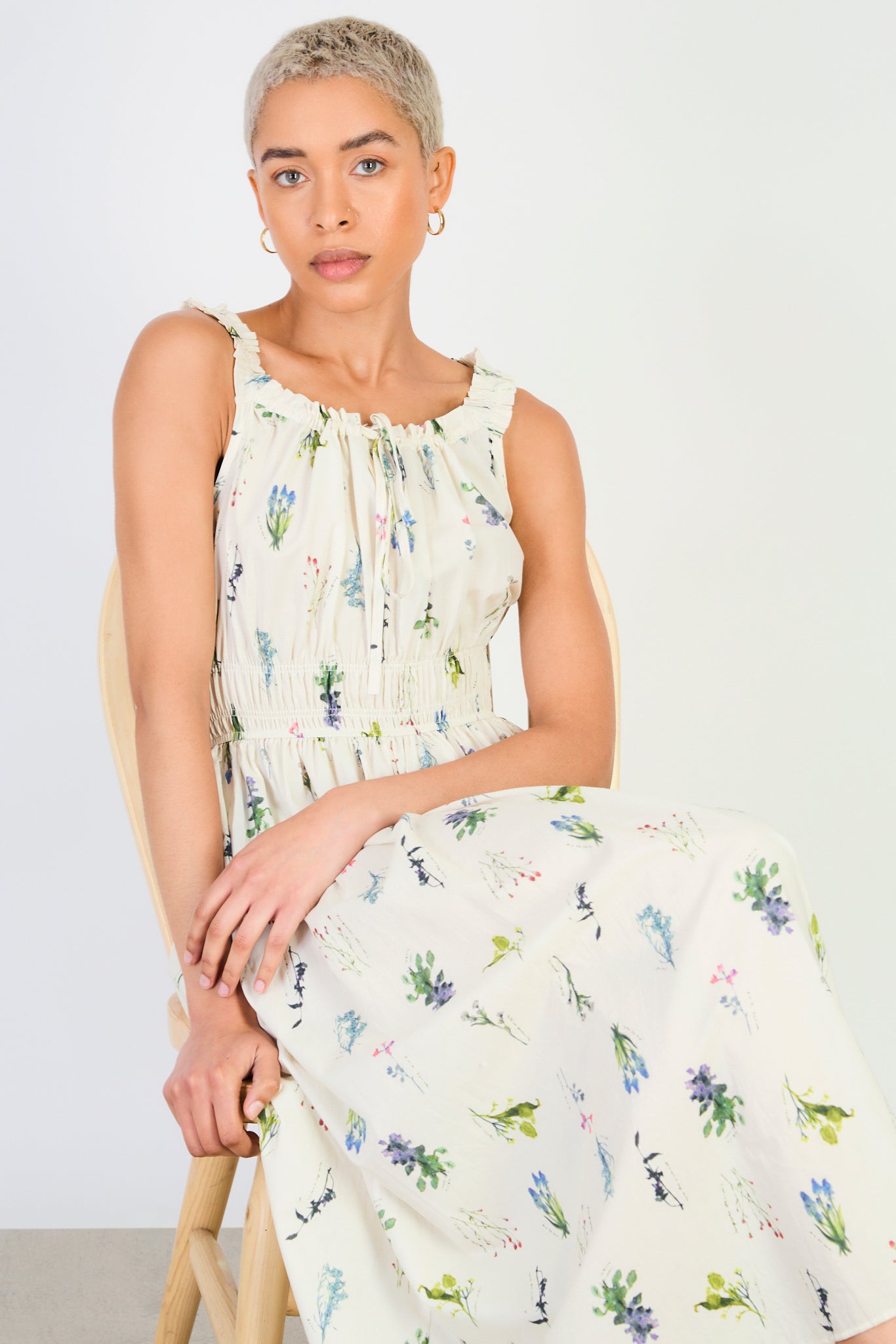 Ivory large floral motif midi dress_5
