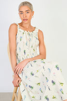 Ivory large floral motif midi dress_5