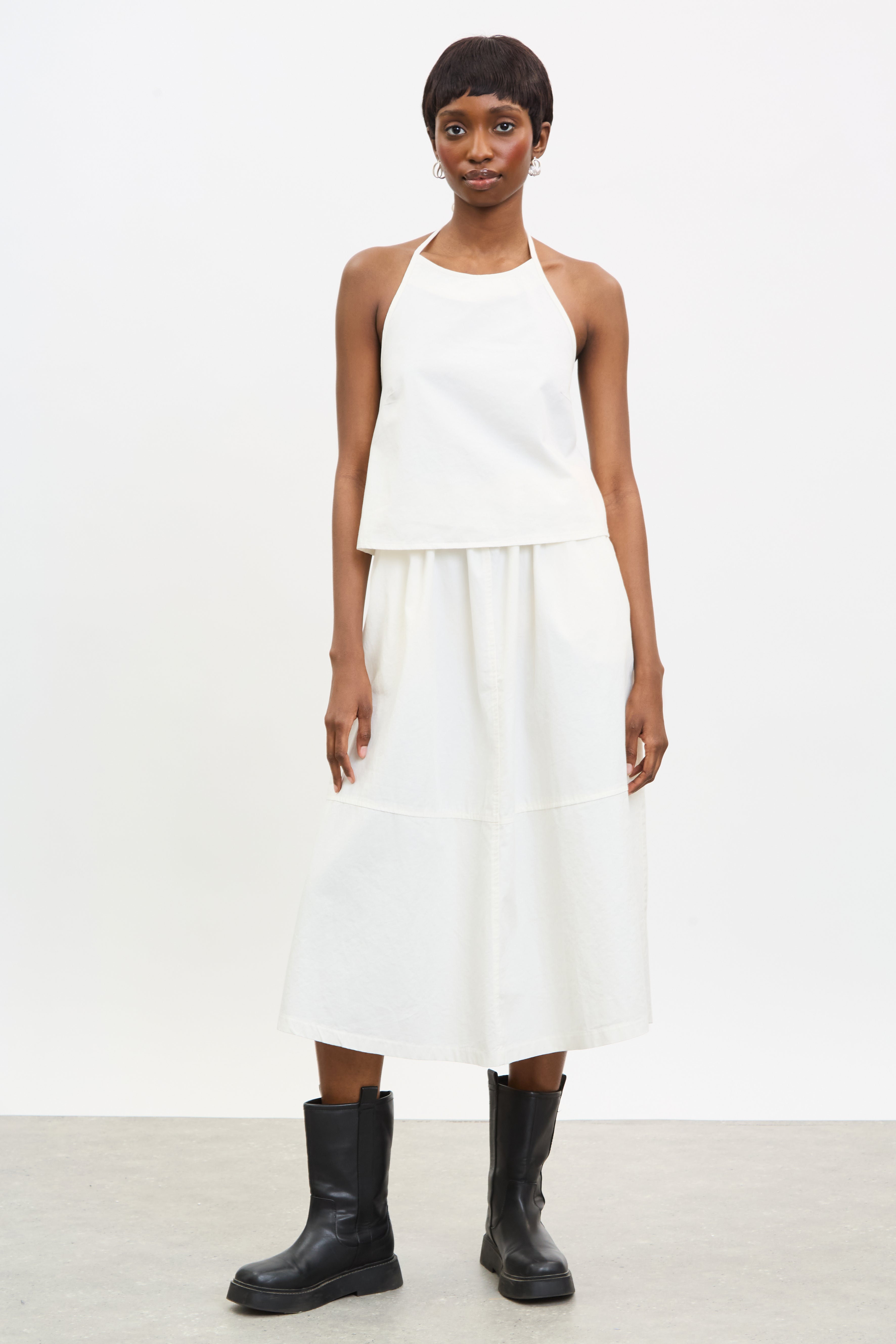 Ivory open back halter neck top | Glassworks London