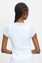 Ivory pleat ribbed short sleeved top_2