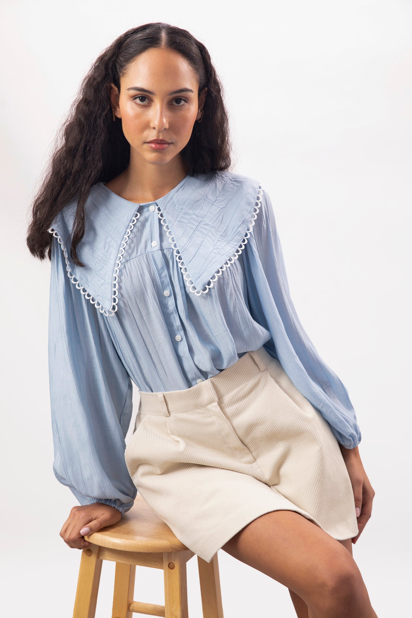 Ivory pleated cord mini skort_4