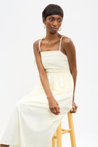 Ivory ruched back tie strap dress_5