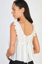 Ivory ruffle trim tie back tank_2