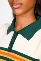 Ivory striped green collar knit tee_3