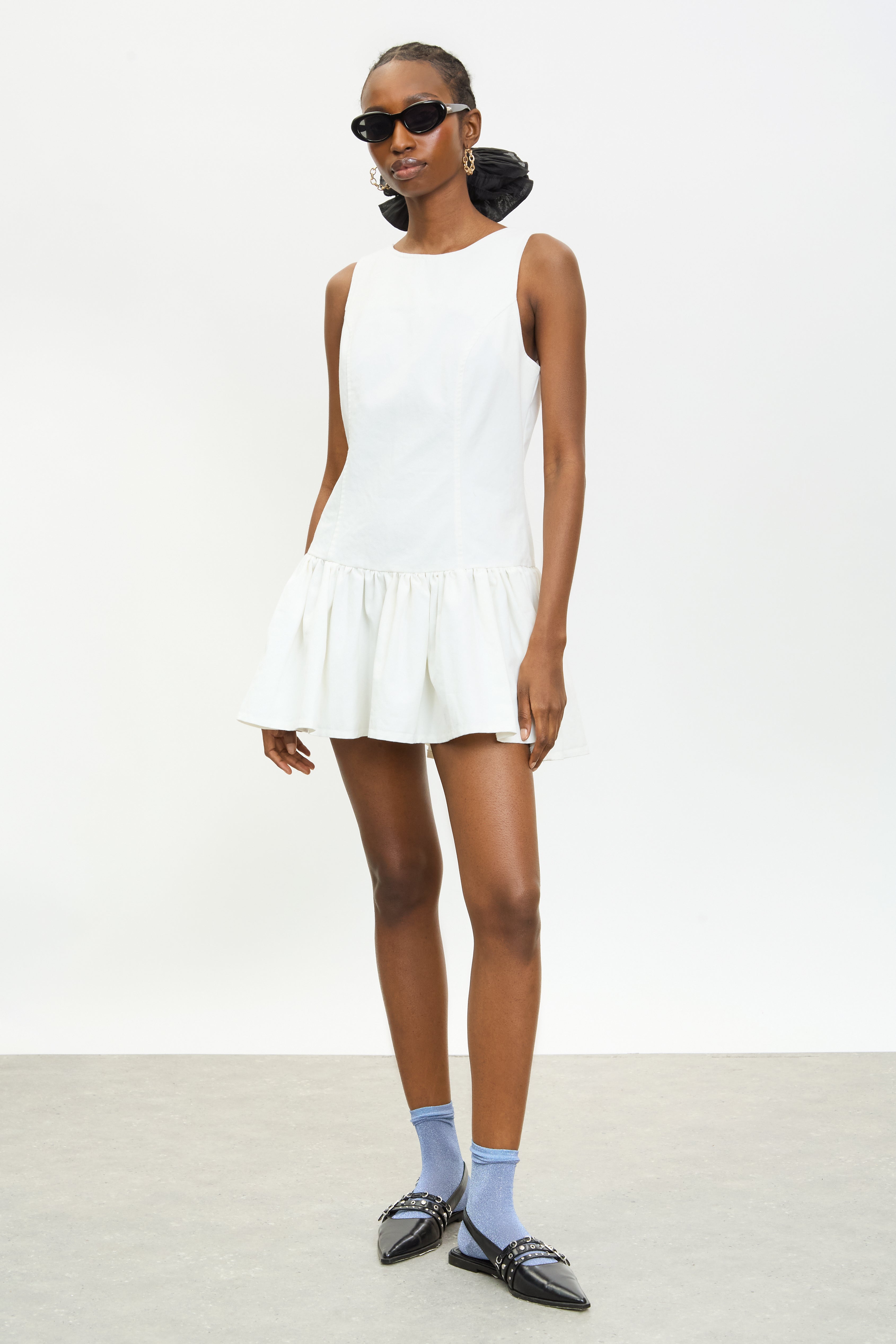Ivory tailored bubble hem dress_1