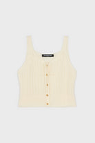 Ivory textured ribbed button front knit tank_1
