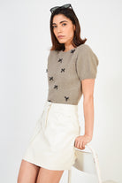 Ivory vegan leather double pocket mini skirt_5