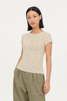 Ivory and black flecked scrunched tee_3