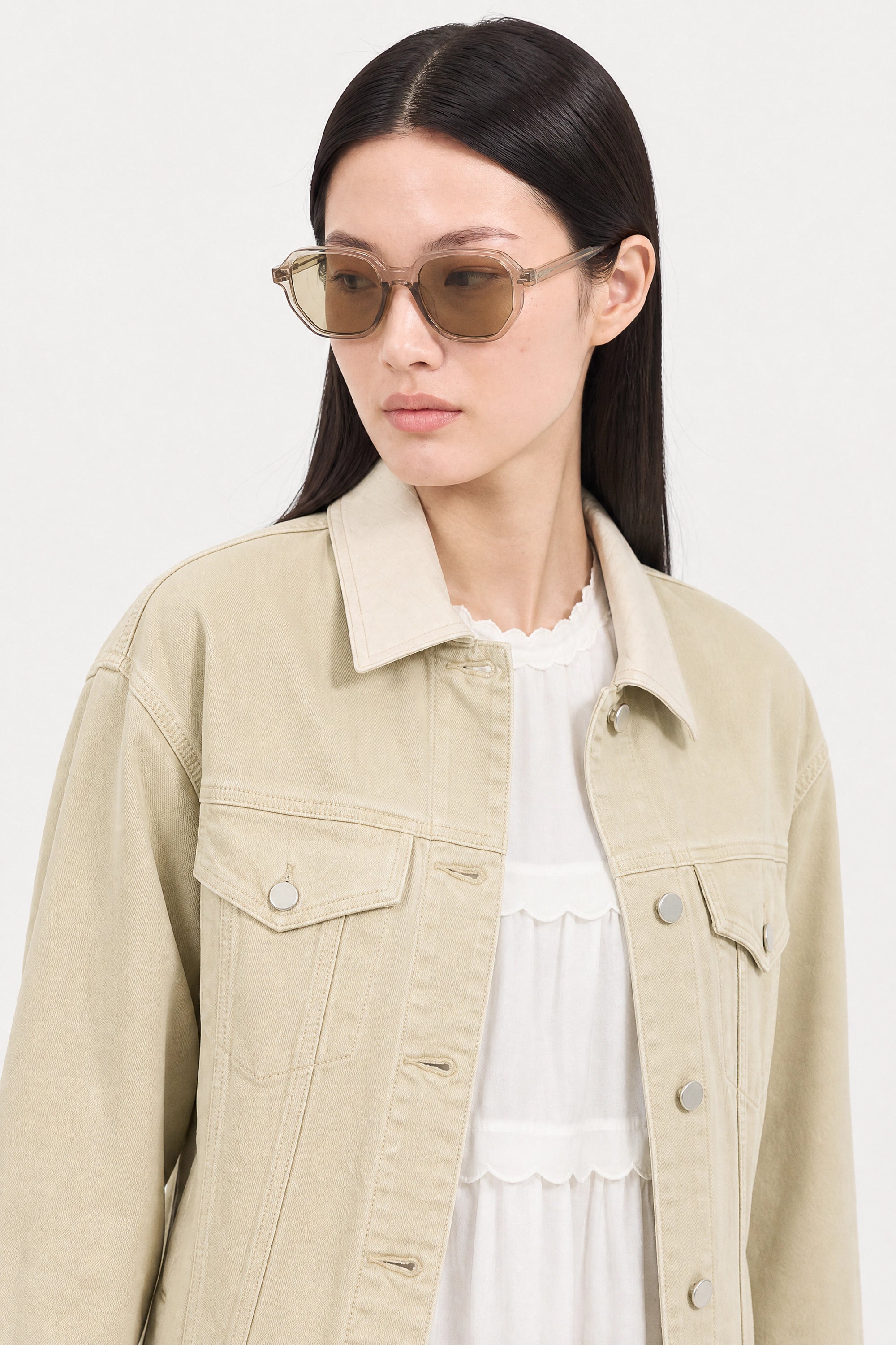Ivory denim ivory collar jacket_3