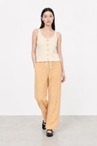 Ivory textured ribbed button front knit tank_5
