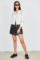 Ivory and black trim button up collar top_4