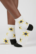 Ivory and yellow starbust socks_1