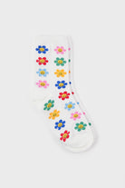 Ivory bright floral daisy smiley face socks_2