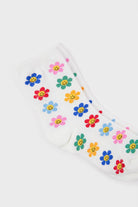 Ivory bright floral daisy smiley face socks_3