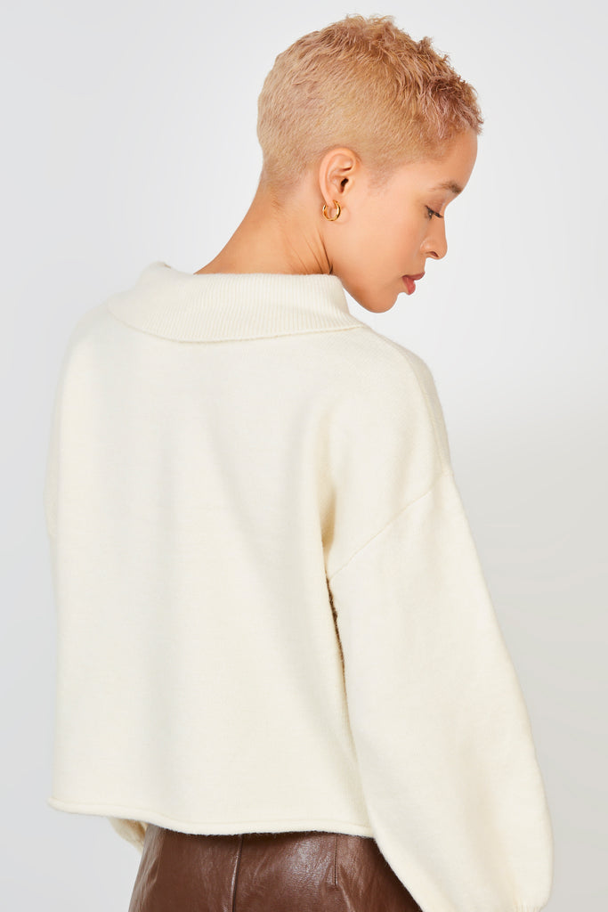 Ivory giant collar button neck jumper_2