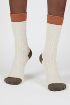 Ivory ribbed tricolour block socks_4