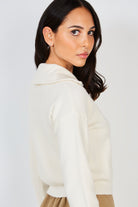 Ivory smooth wide collar double zip cardigan_2