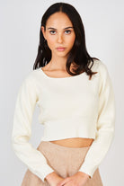 Ivory square neck knit top_1