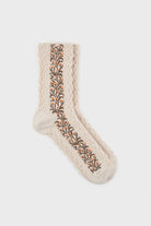 Ivory vine floral strip socks_2