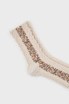 Ivory vine floral strip socks_4