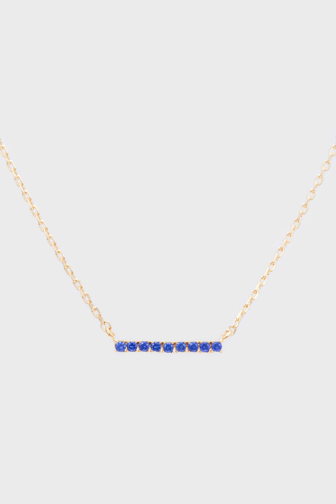 Gold charm necklace - Blue diamante bar_2
