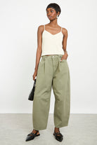 Khaki adjustable waist balloon leg trousers_4