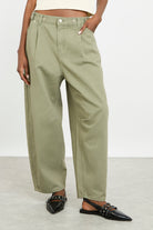 Khaki adjustable waist balloon leg trousers_1