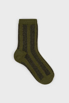 Khaki and gold glitter vertical striped socks_1