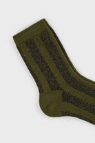 Khaki and gold glitter vertical striped socks_2