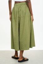 Khaki and white box check flowing trousers_2