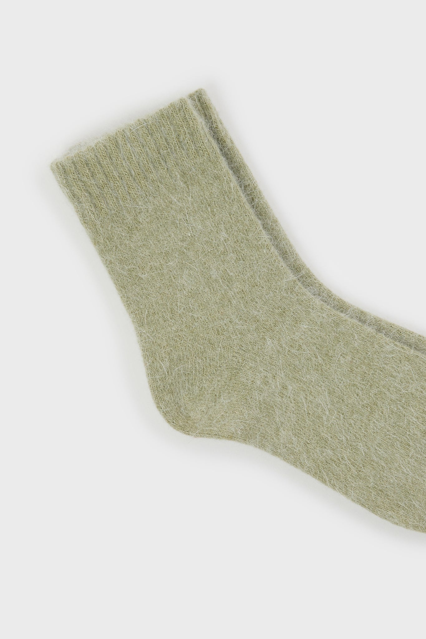 Khaki angora ribbed ankle trim socks_2