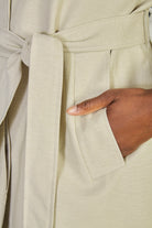 Khaki beige single breasted linen blend trench coat_4