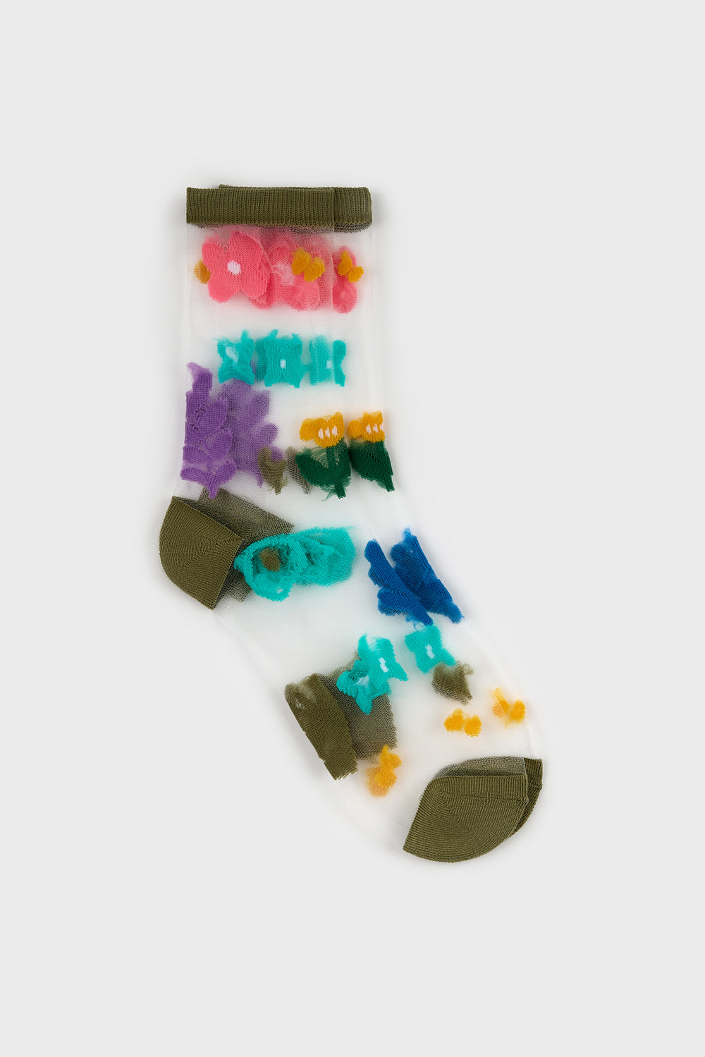 Bright multicolour sheer floral socks - Set of 5