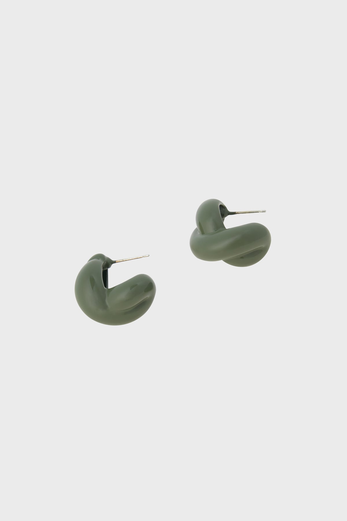 Khaki enamel single twist earrings_2