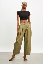 Khaki multipleat trousers_4