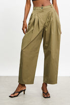 Khaki multipleat trousers_1