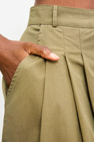 Khaki multipleat trousers_3