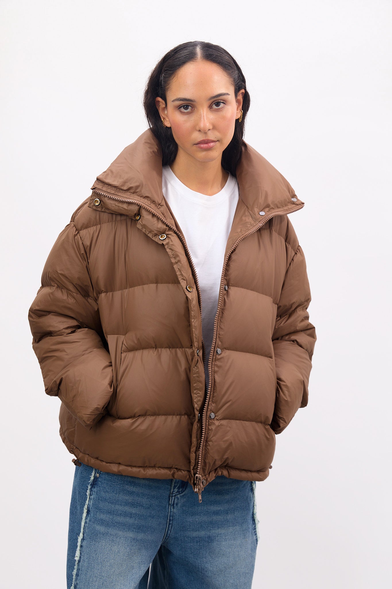 Brown oversized duck down puffer jacket_1